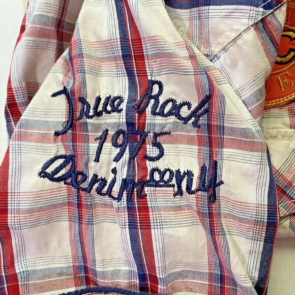 True Rock Plaid Pearl Snap Shirt Mens XL Western Rockabilly Rodeo Country - Picture 3 of 7